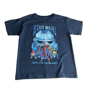 Star Wars Youth T-Shirt Join The Rebellion Navy Size 7 Boys Graphic Tee Official